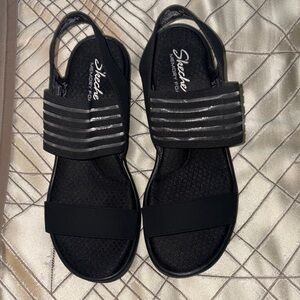 Skechers Black Sporty Sandals with Elastic Straps